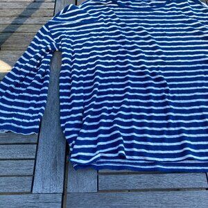 Nautical Fun, 100% linen oversized (L) blue and white striped J Crew long sleeve